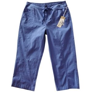 Escape by Habitat Baja Blue Cotton Pull-On Capris Casual Travel Pants Sz S